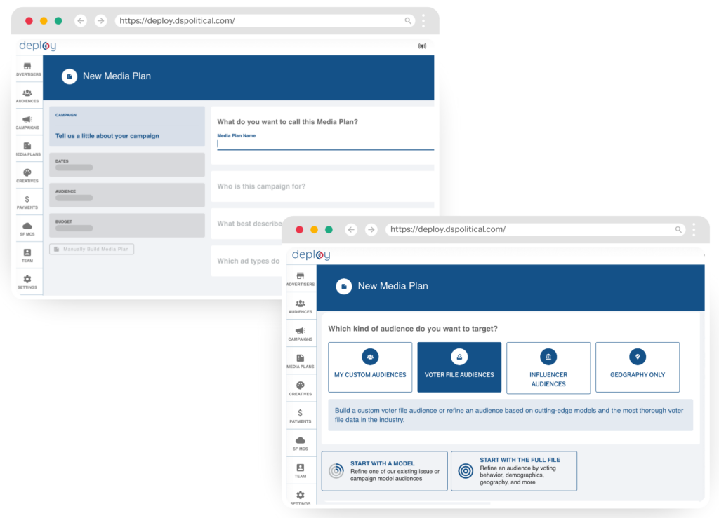 deploy media planner screengrabs